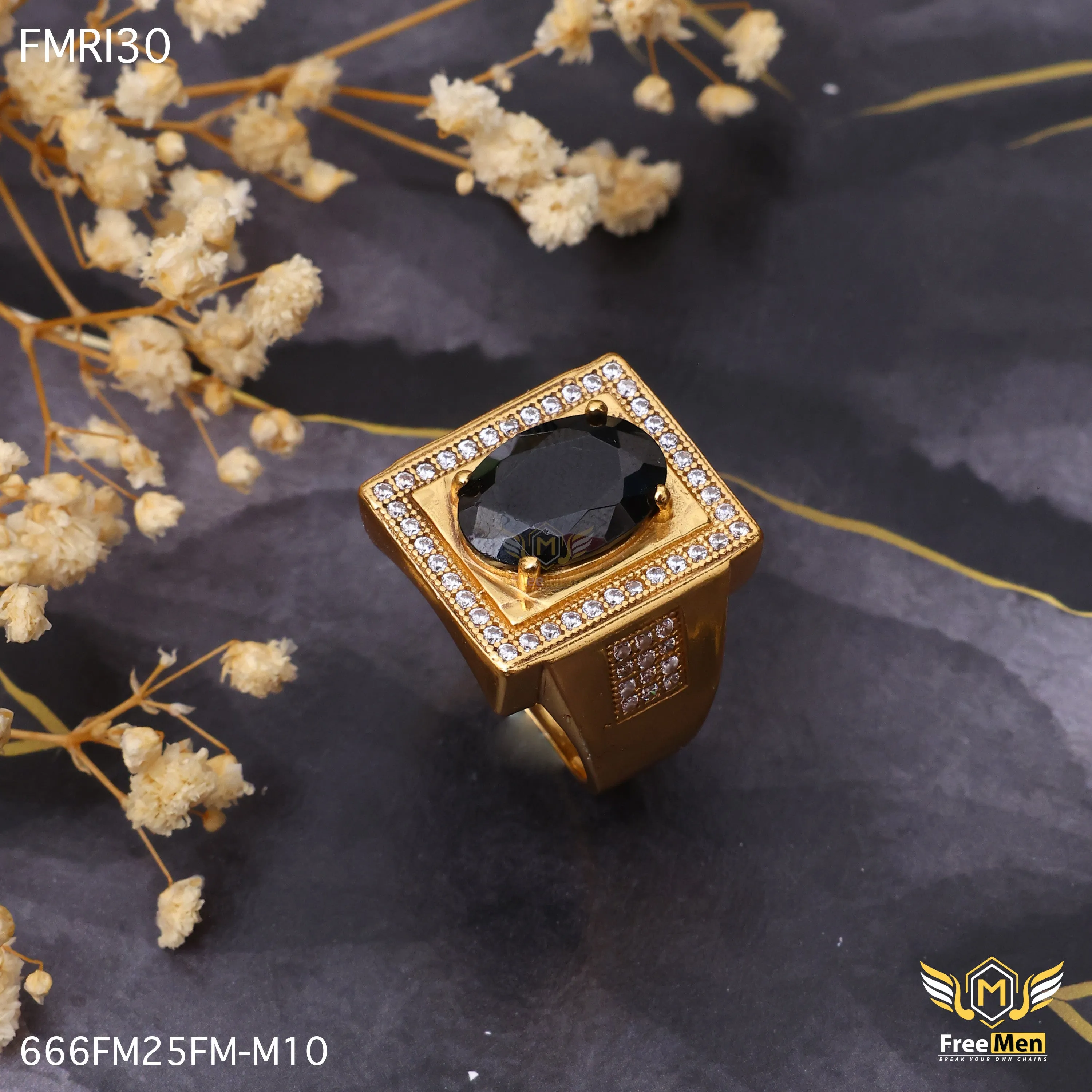 Group Identity Freemen Oblong Black AD Design Golden Ring - FMRI30