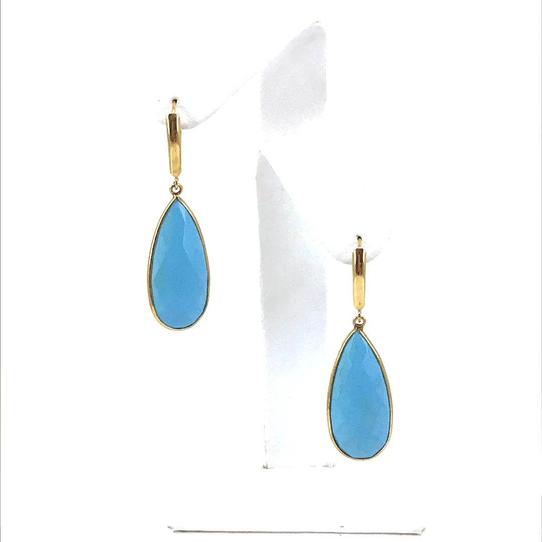 14K Gold and Turquoise Teardrop Earrings Brilliant Accessory