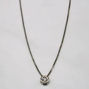 Bezel Set Diamond Pendant Necklace | 0.06ct | 17" | Formal Event Crisp Shine