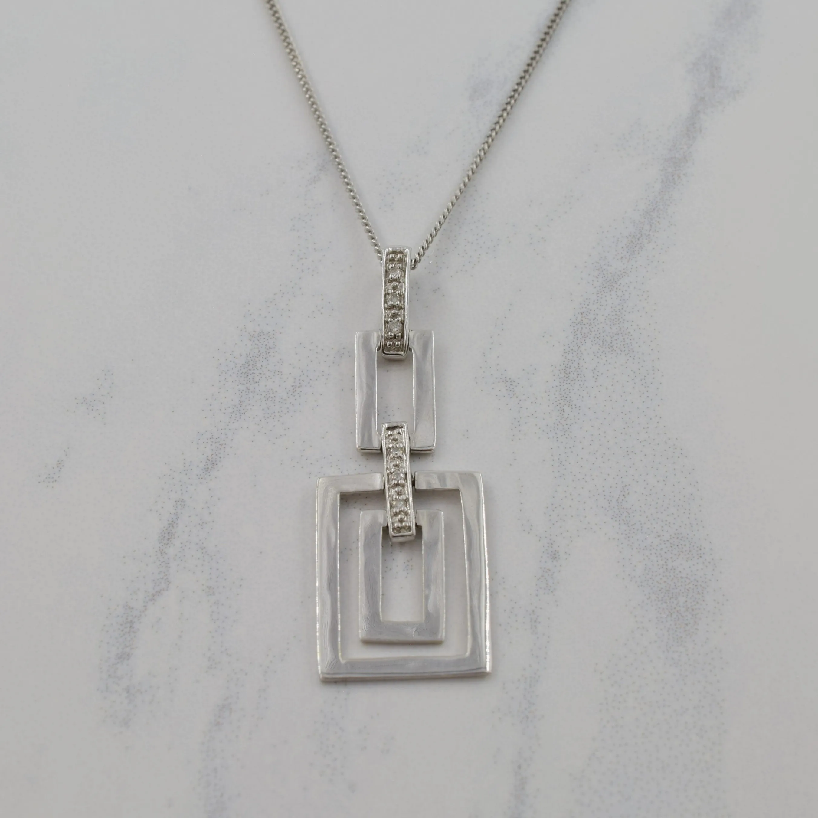 Bridal Style Diamond Art Deco Pendant Necklace | 0.03ctw | 18.25" |