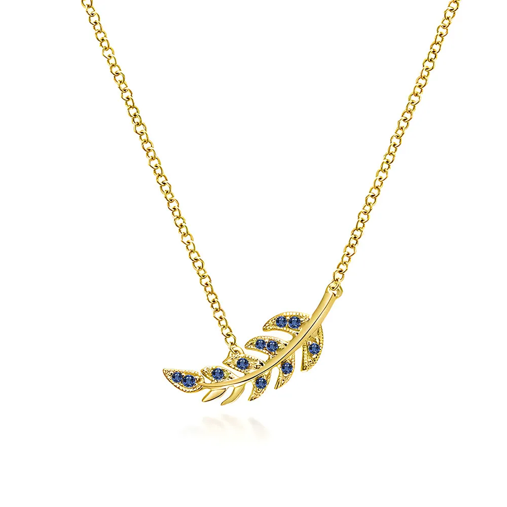 Couture Botanical Foliage Lab Grown Sapphire Necklace Timeless Jewelry
