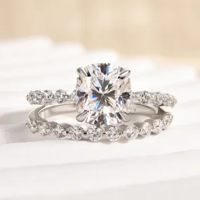 Glistening Gem Louily Moissanite 2.0 Carat Cushion Cut Wedding Ring Set