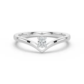 Vintage Accessory V Shaped Oval Lab Grown Diamond Solitaire Ring