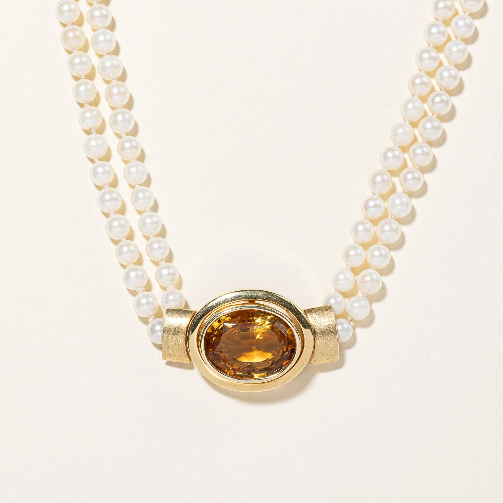 Pearl & Citrine Choker Necklace | 12.50ct | 15.5" | Subtle Touch