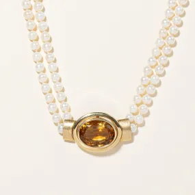 Pearl & Citrine Choker Necklace | 12.50ct | 15.5" | Subtle Touch