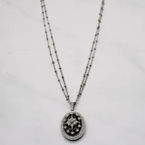 Onyx & Diamond Locket Necklace | 2.75ct, 0.20ctw | 18" | Weekend Piece