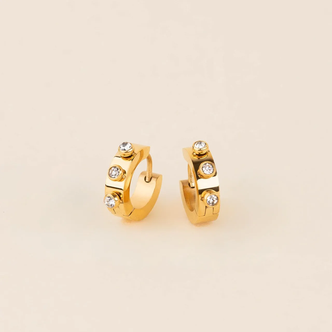 Big Trinket Crystal Chunky 3D Huggie Hoop Earrings