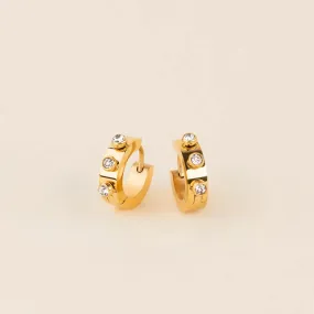 Night Jewelry Crystal Chunky 3D Huggie Hoop Earrings