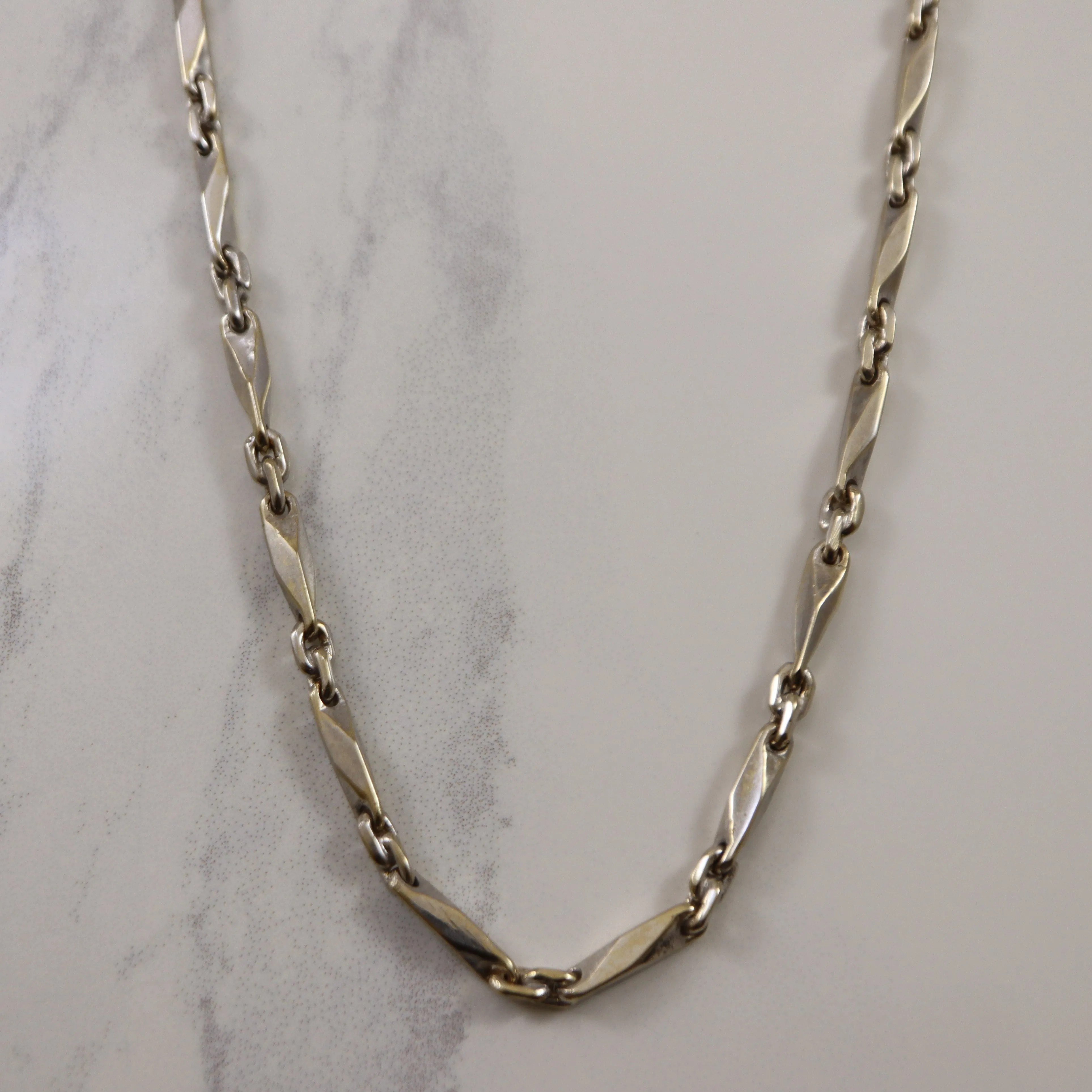 high contrast Vintage Style 18k White Gold Link & Bar Chain | 16.25" |