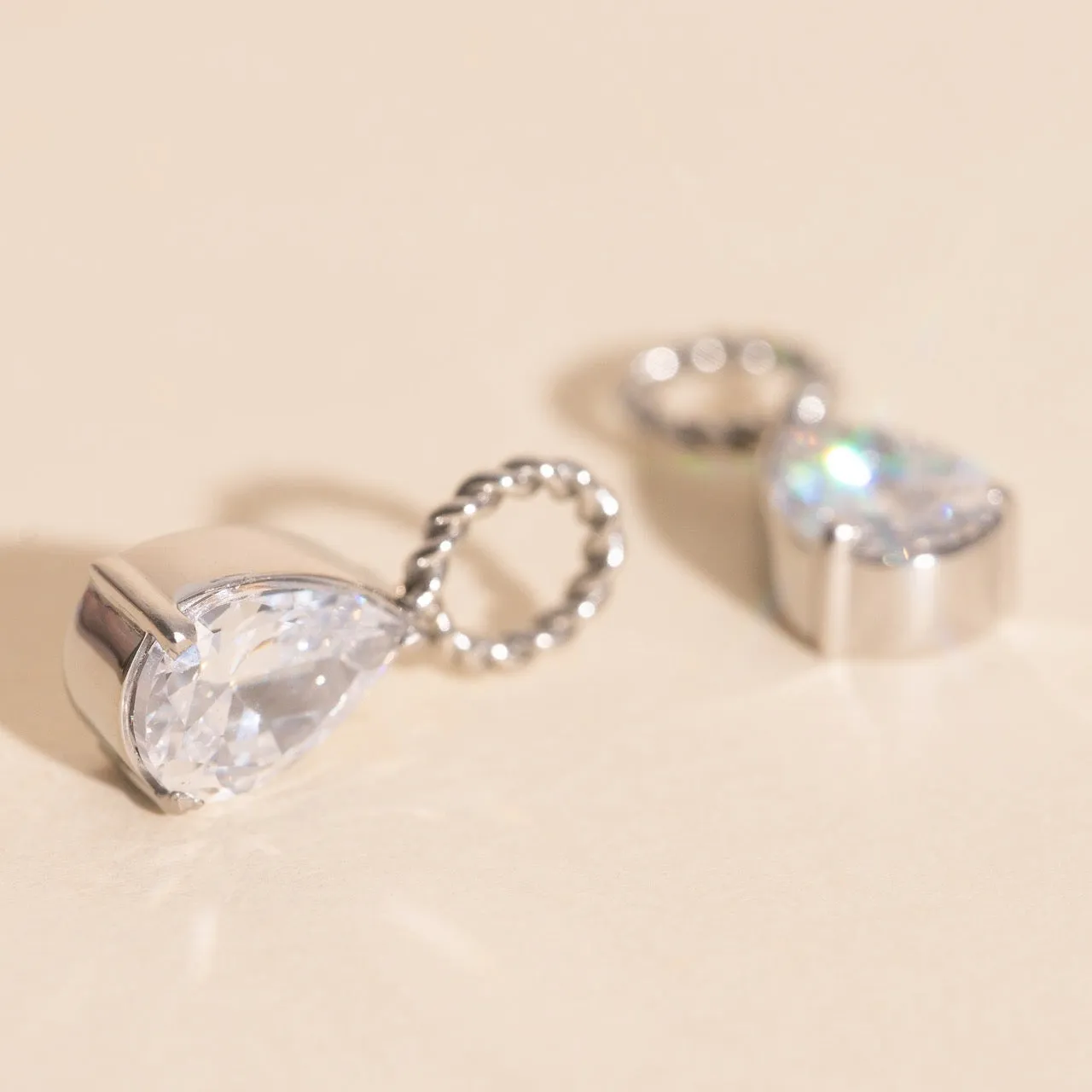 Contemporary Selection Stunning Vibe Crystal Pear Huggie Hoop Charms