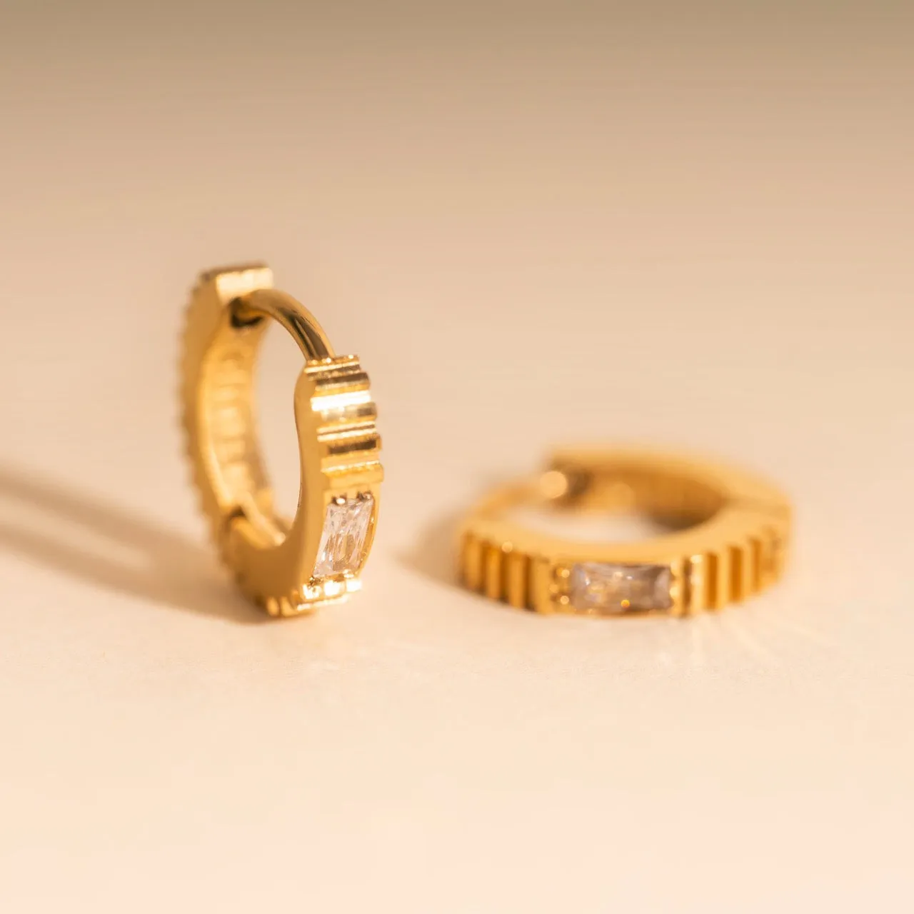 Crystal Textured Tiny Huggie Hoop Earrings Sophisticated Design