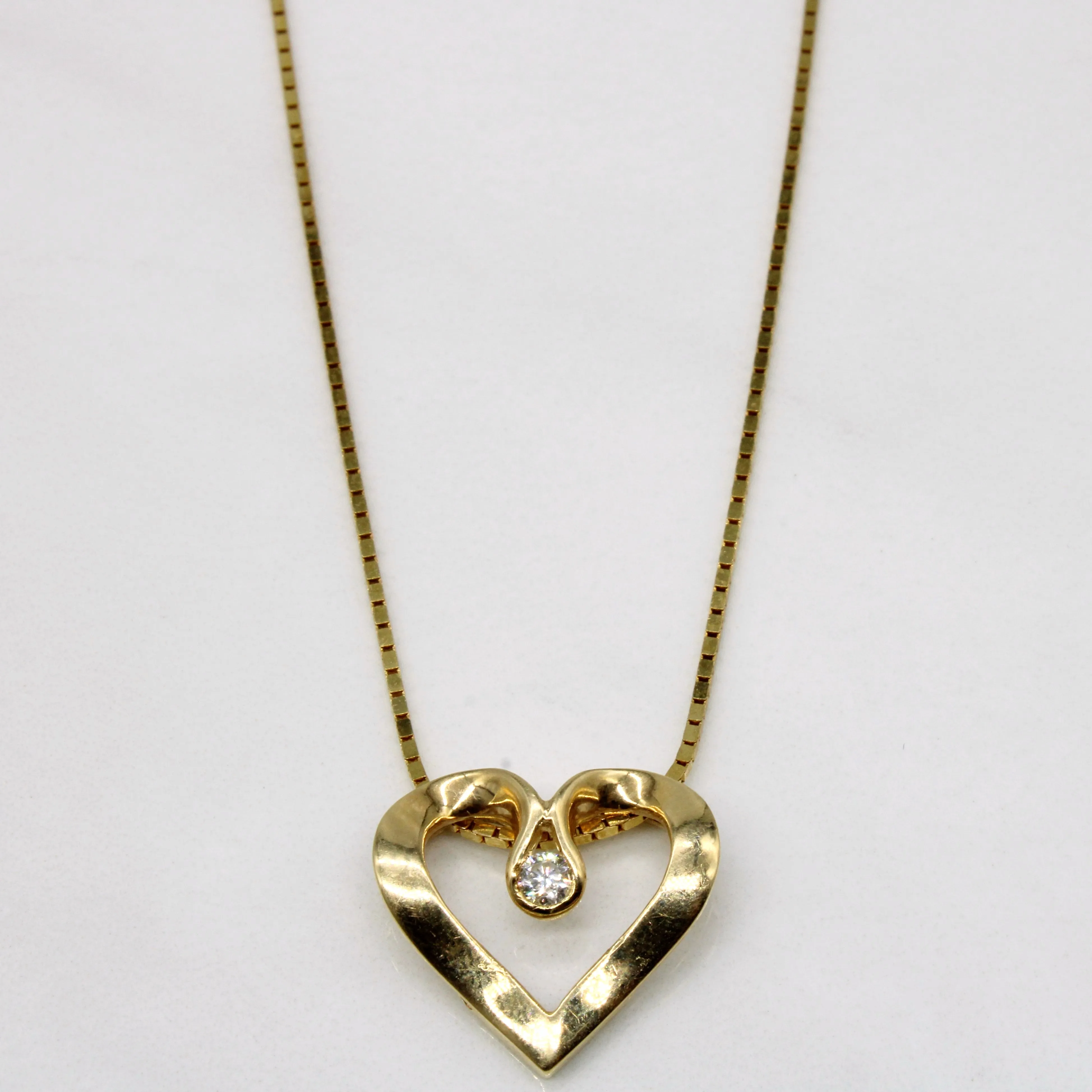 Diamond Heart Pendant & 14k Necklace | 0.05ct | 16" | Sophisticated Jewelry