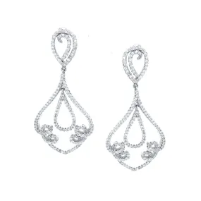 Rhodium Plated Sterling Silver Micropave CZ Marquis Earrings Beach Piece