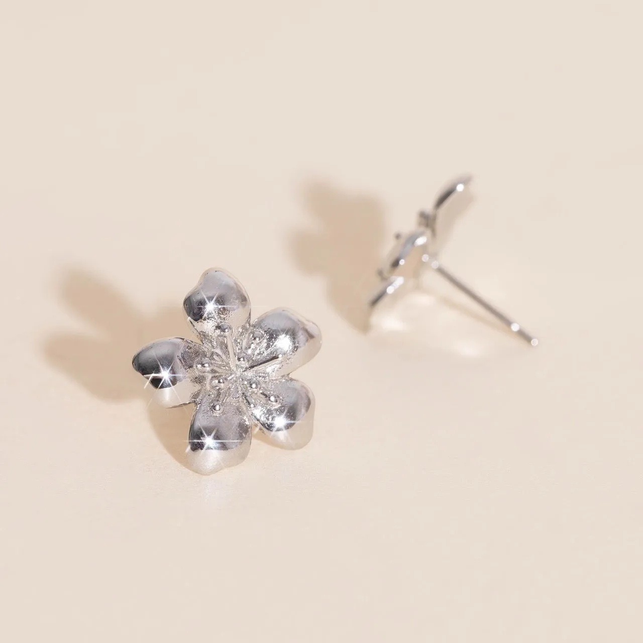 Ornate Embellishment Hibiscus Stud Earrings