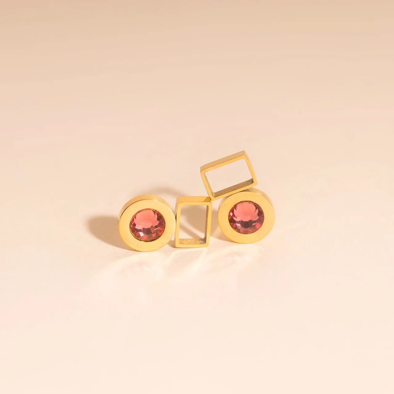 Glittering Embellishment Pink Gem Chunky Huggie Hoop Charms