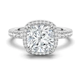Cushion Cut Halo Moissanite Engagement Ring Luxury Design Fashionable Gift