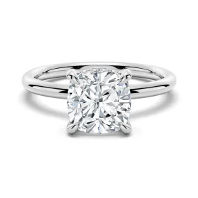 Cushion Cut Solitaire Moissanite Engagement Ring With Hidden Halo Excellent quality