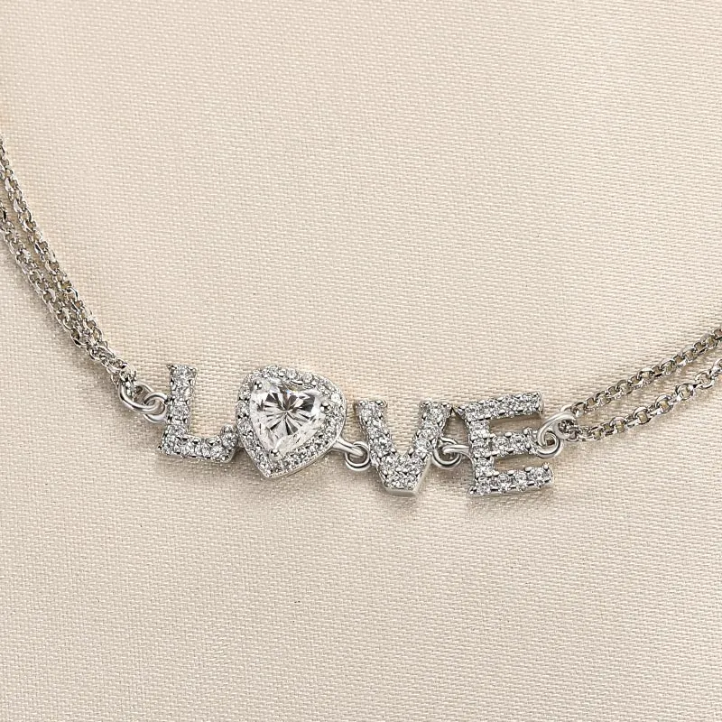 Gala Ready Modern Sparkle Louily Moissanite Heart-shaped Round Cut Bracelet