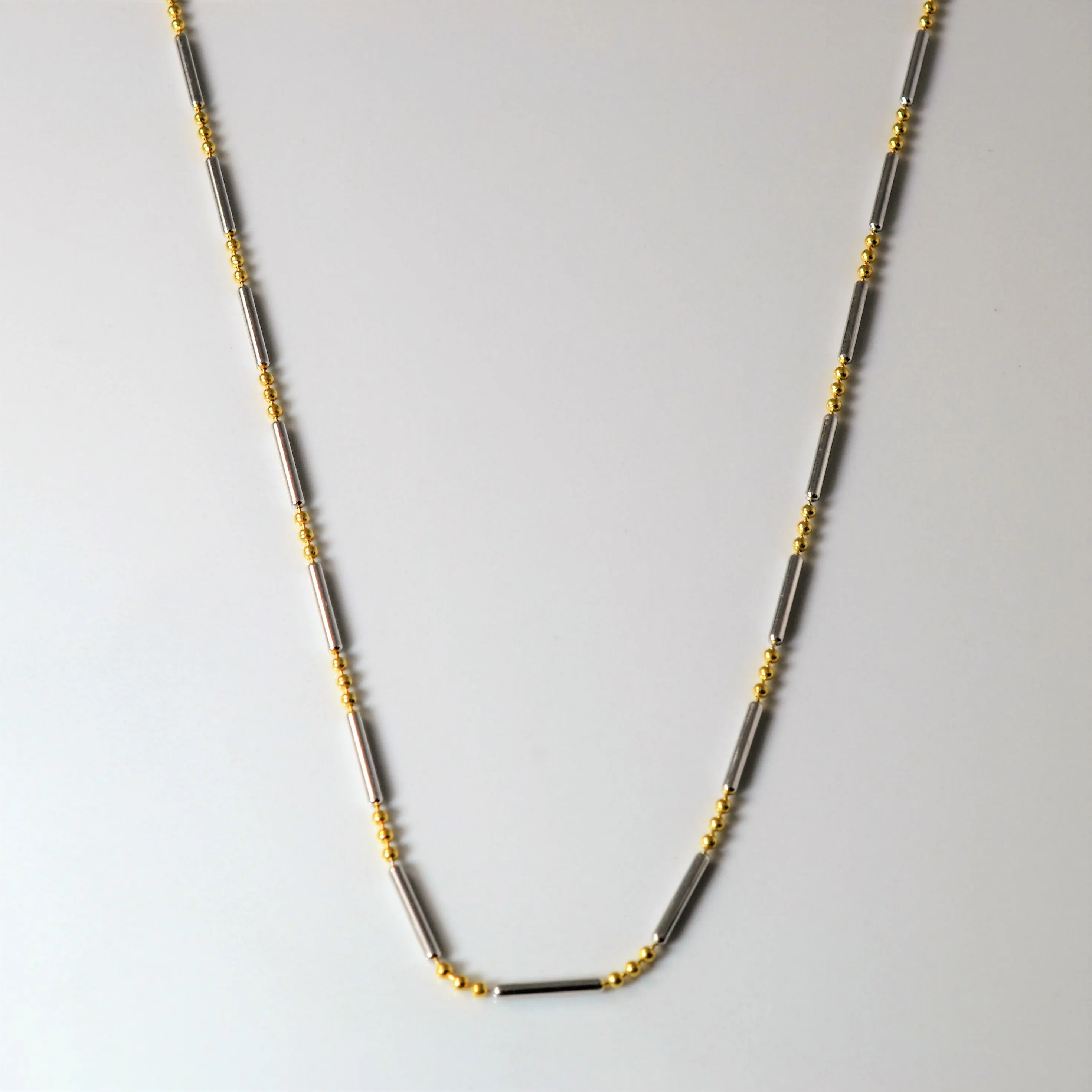 18k Two Tone Bar & Bead Chain | 23" | Effortless Match