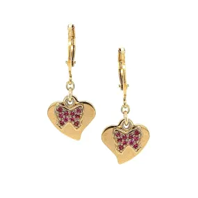 Shiny Trinket Sparkling Essential Surgical Steel Flat Small Heart With CZ Bow Earring