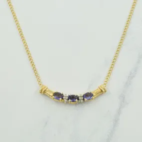 Classic Detailing Iolite & Diamond Pendant Necklace | 0.36ctw, 0.01ctw | 17.50" |