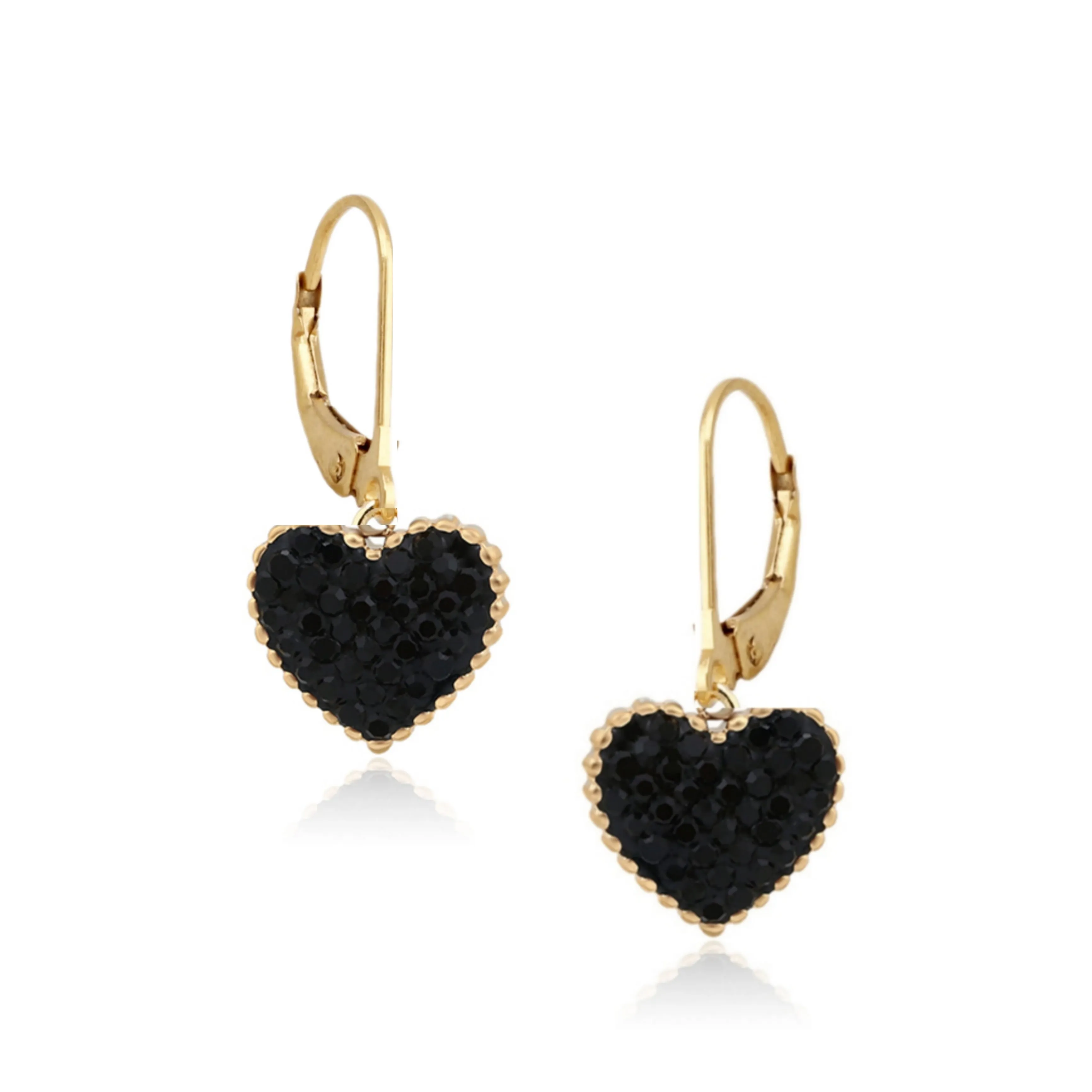 Creative Item Surgical Steel Black Heart on Huggie Earrings