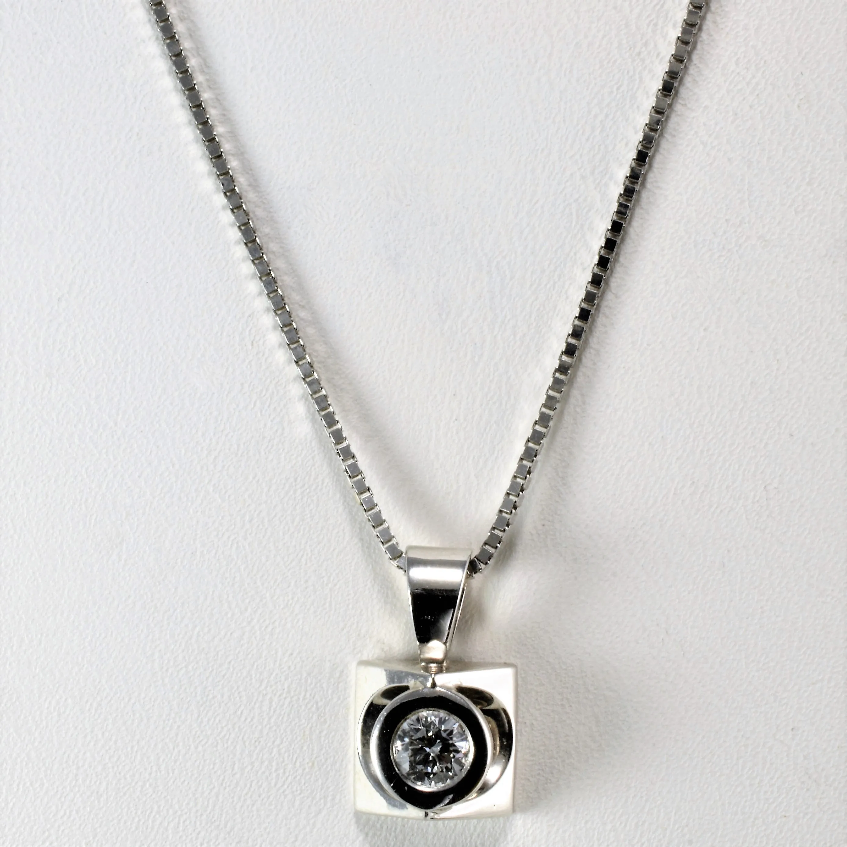 Allure Edge Bezel Set Solitaire Diamond Pendant Necklace | 0.33ct | 20" |