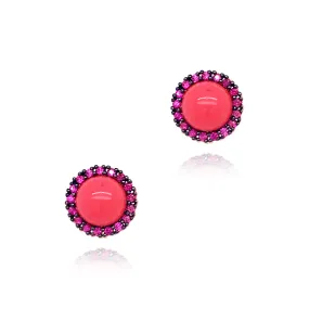 Rose Gold Plated Sterling Silver Round Stud Earrings Comfortable Piece