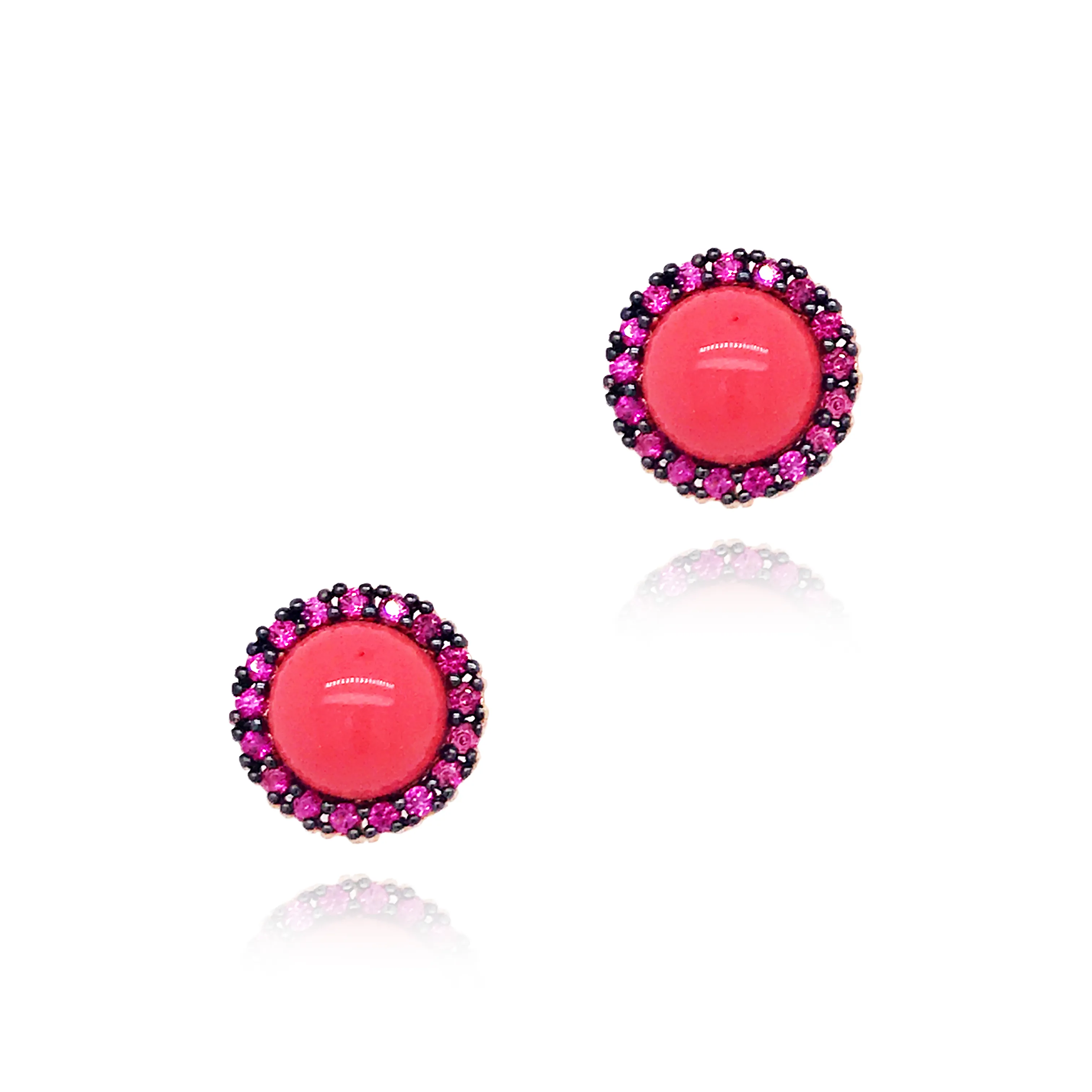 Rose Gold Plated Sterling Silver Round Stud Earrings Comfortable Piece