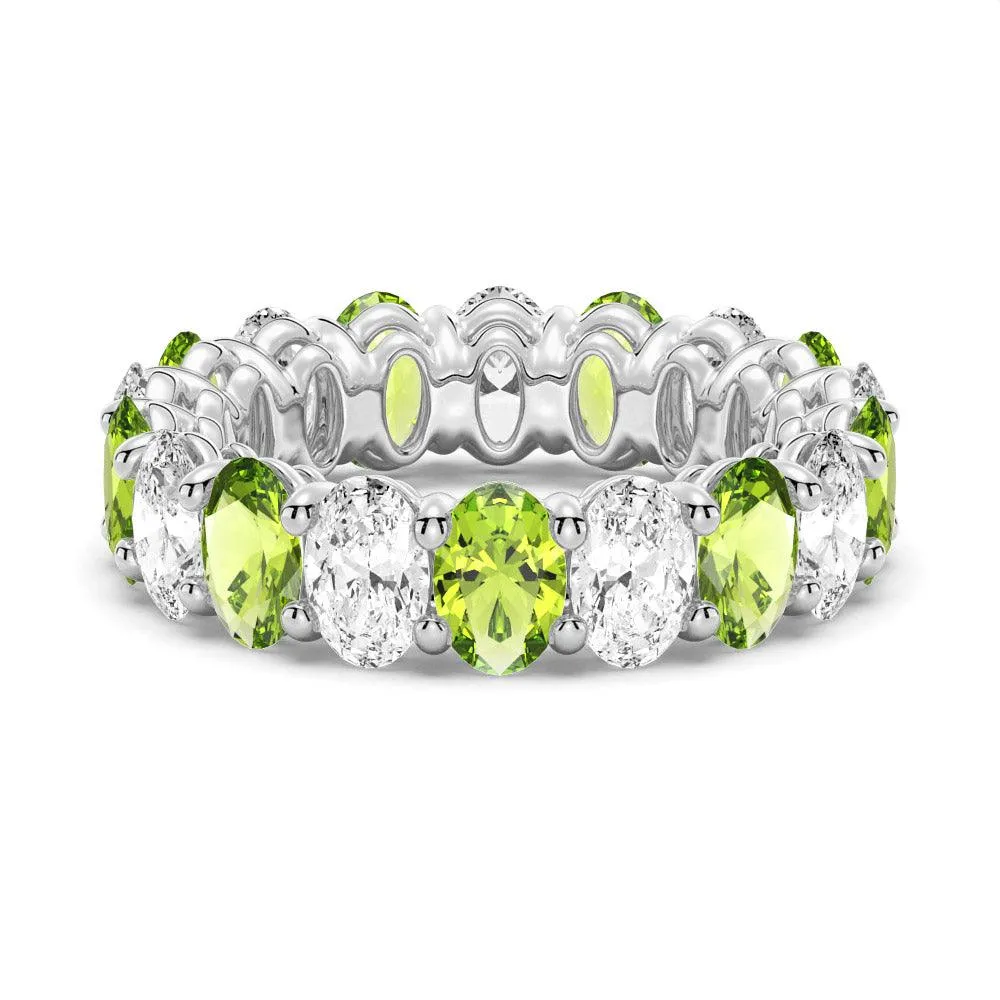 6.6 CT. Lab Grown White Sapphire with Green Peridot Gemstone Band Fashion Pop