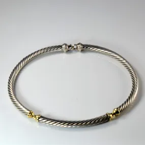 'David Yurman' Cable Collar in Sterling Silver with 14k Gold Accents Necklace | 15" | Gifting Light