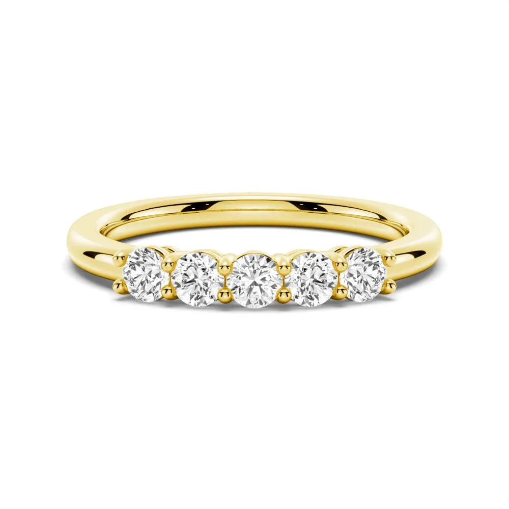 Dainty Choice Affordable Jewelry 3mm 5 Stone Shared Prong Moissanite Anniversary Band