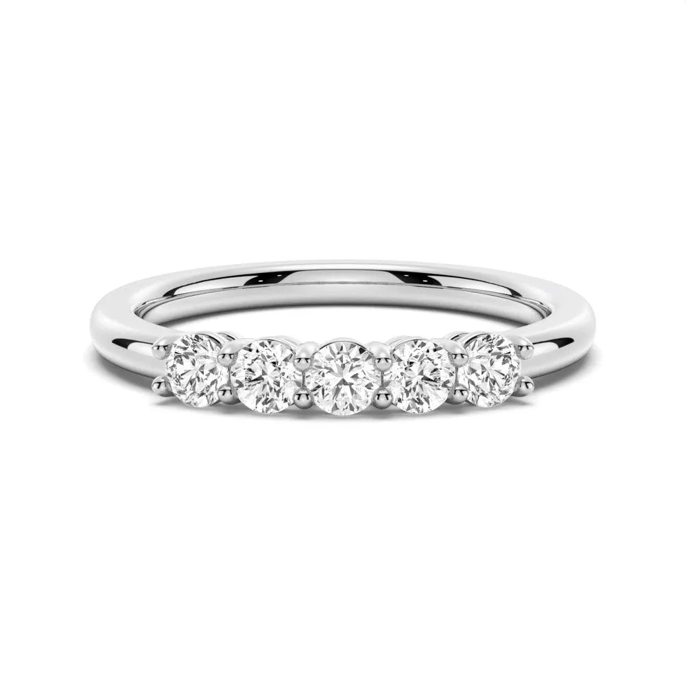 Everyday Pick 3mm 5 Stone Shared Prong Moissanite Anniversary Band