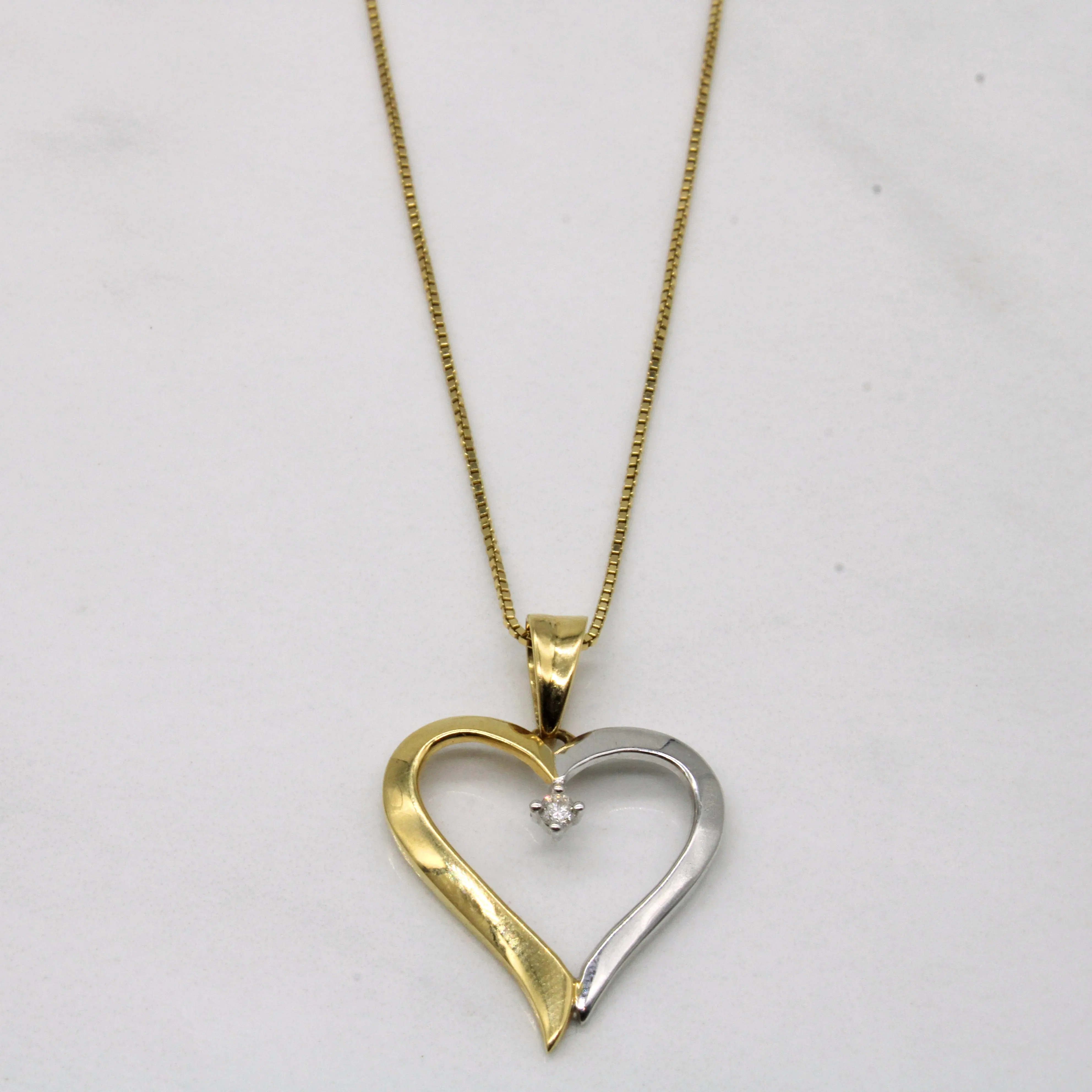 Diamond Two Toned Heart Necklace | 0.04ct | 17" | Chic Touch