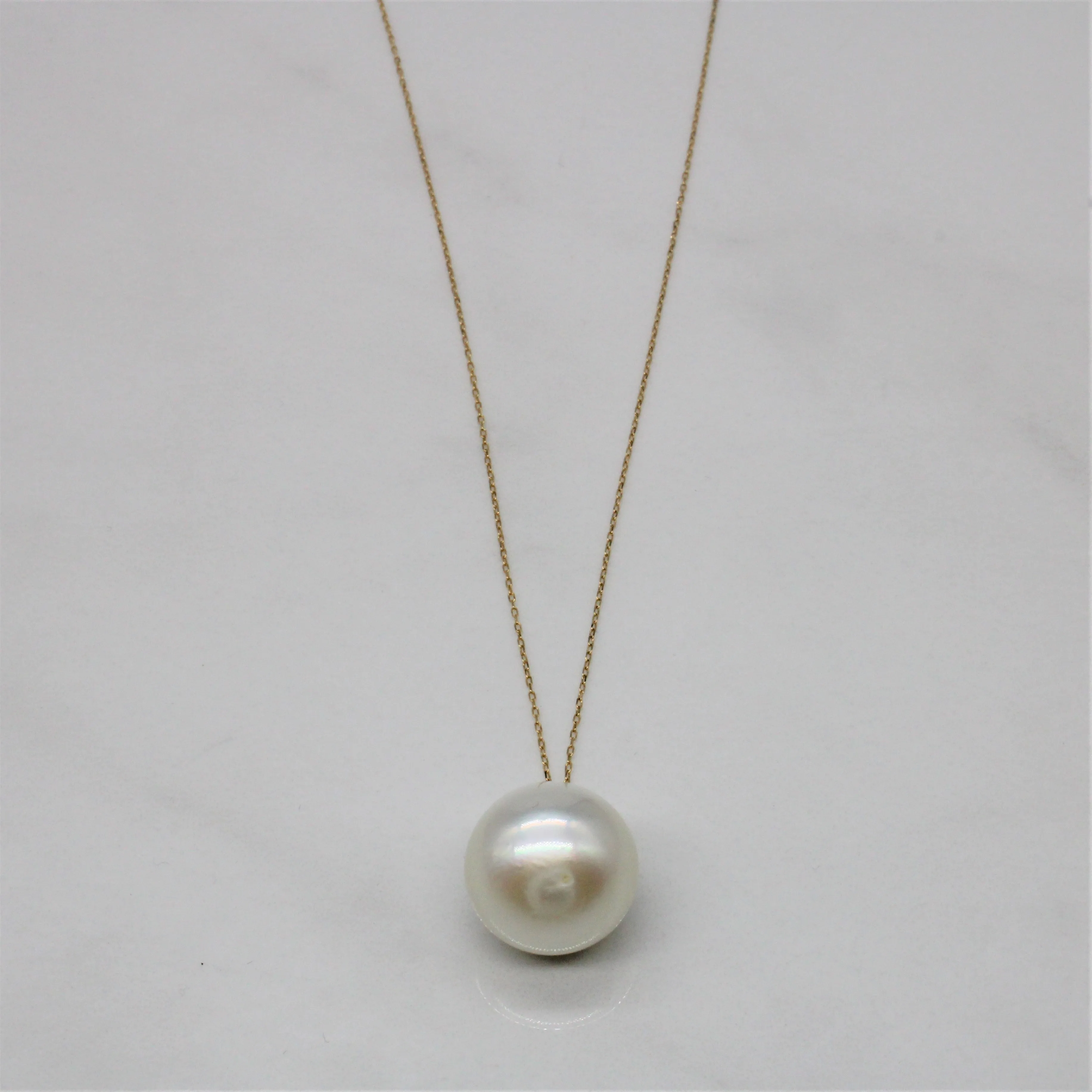 Floating Pearl & Diamond Necklace | 0.07ct | 16" | Exclusive Sparkle