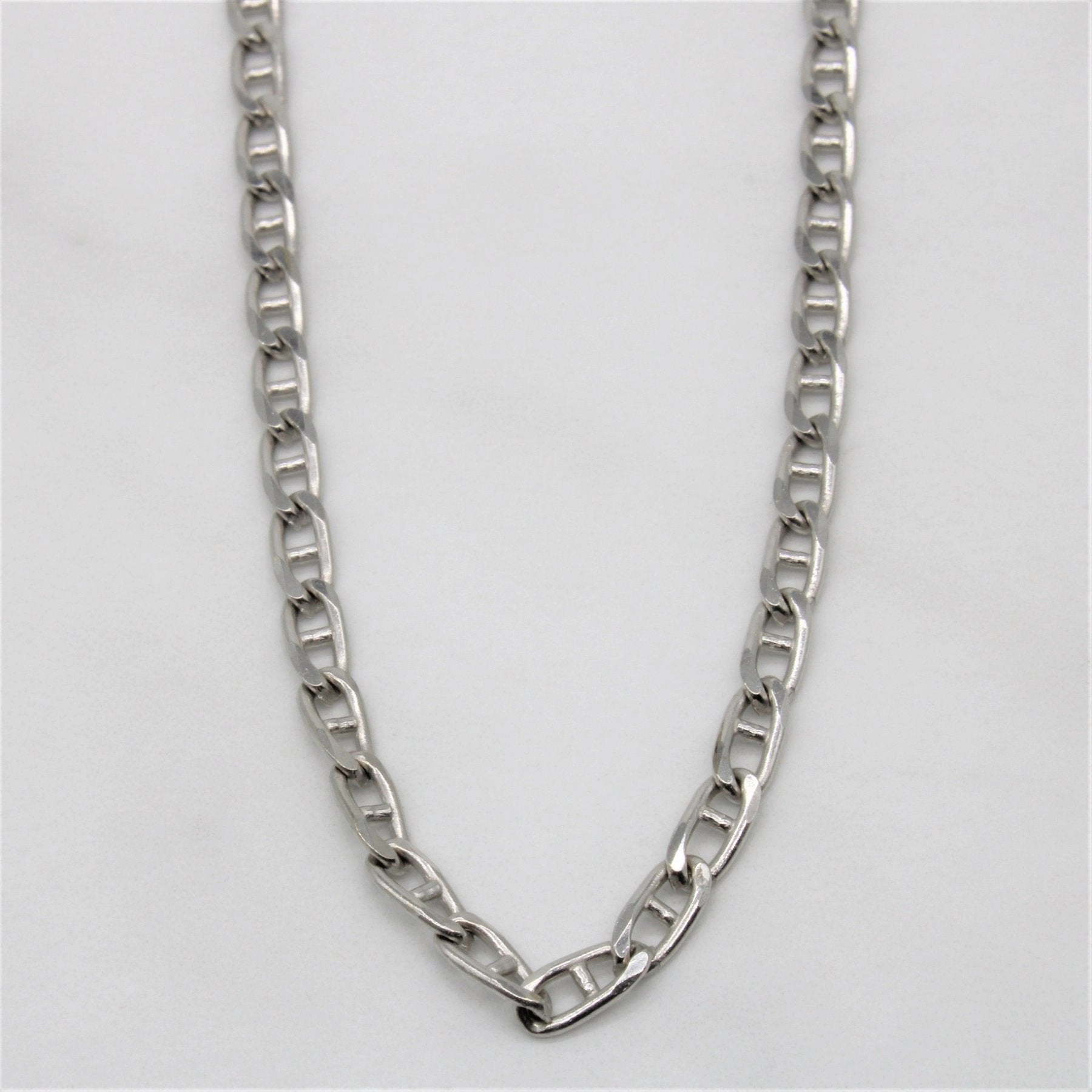 10k White Gold Anchor Chain Necklace | 20" | Dynamic Accent