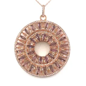 Fine Adornment Active Wear Rose Gold Plated Sterling Silver Circle Pendant Necklace