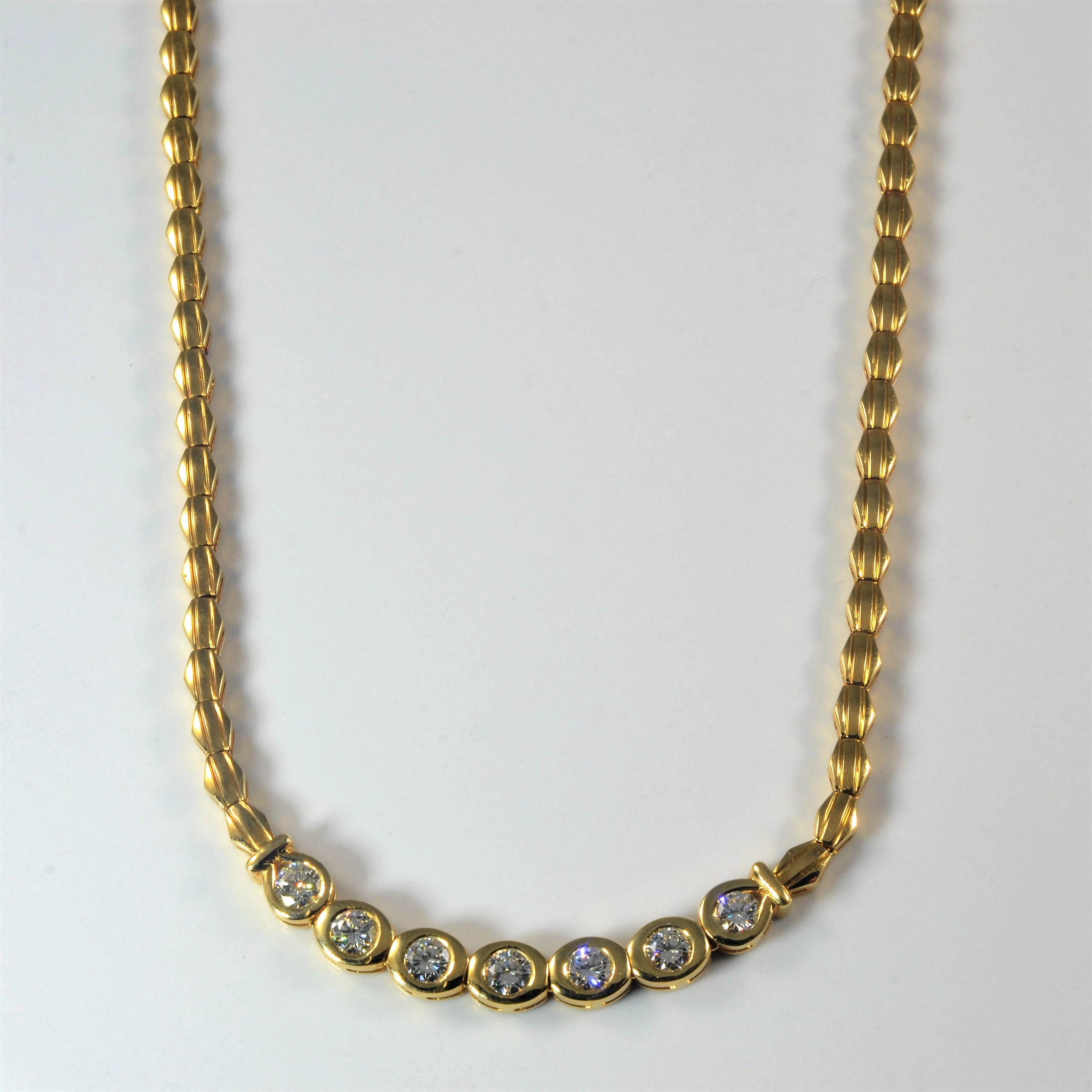 Iconic Style Bezel Set Diamond Collar Necklace | 15" |