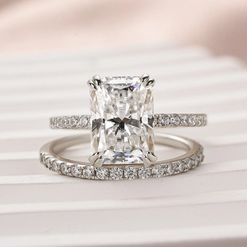 Allure Edge Bridal Choice Moissanite 4.5 Ct Radiant Cut White Gold Wedding Ring For Women