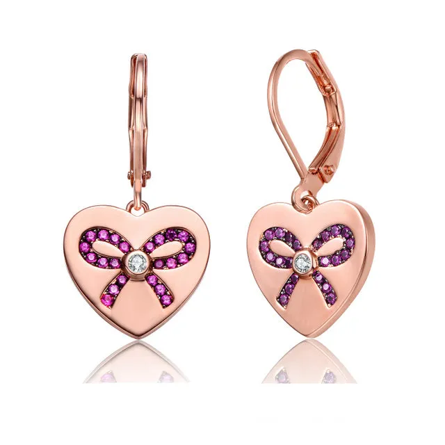 Sterling Silver Rose Gold Plated with Pink CZ Leverback Earrings Attractive Option Elegant adornment