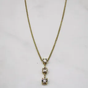 Timeless Pair Diamond Three Stone Column Pendant & 14k Necklace | 0.94ctw | 22" |