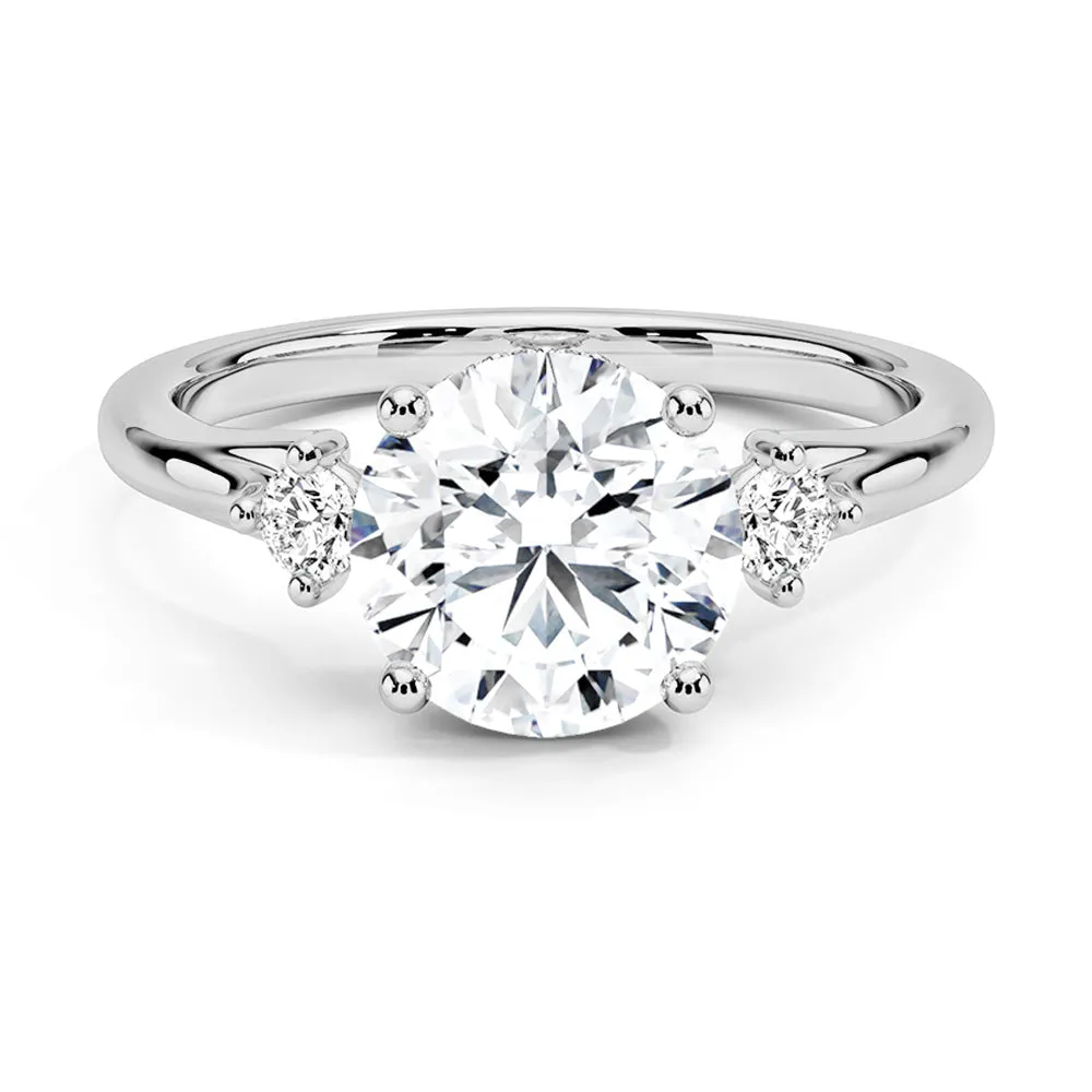 Floating Three Stone Lab Grown Diamond Engagement Ring Dainty Touch