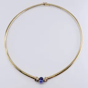 Minimalist Edge Understated Finish Tanzanite and Diamond Cocktail Necklace | 2.65ct, 0.16 ctw | 16.25"
