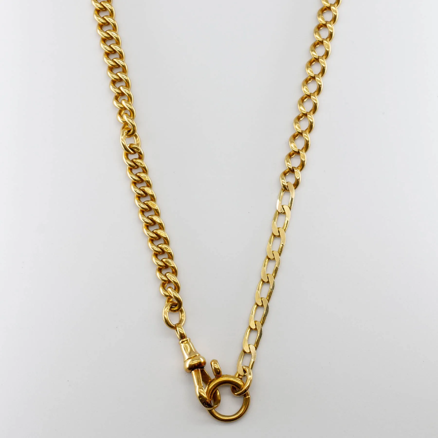Victorian Watch Chain 18k Yellow Gold Curb Chain | 18" | Handcrafted Treasures