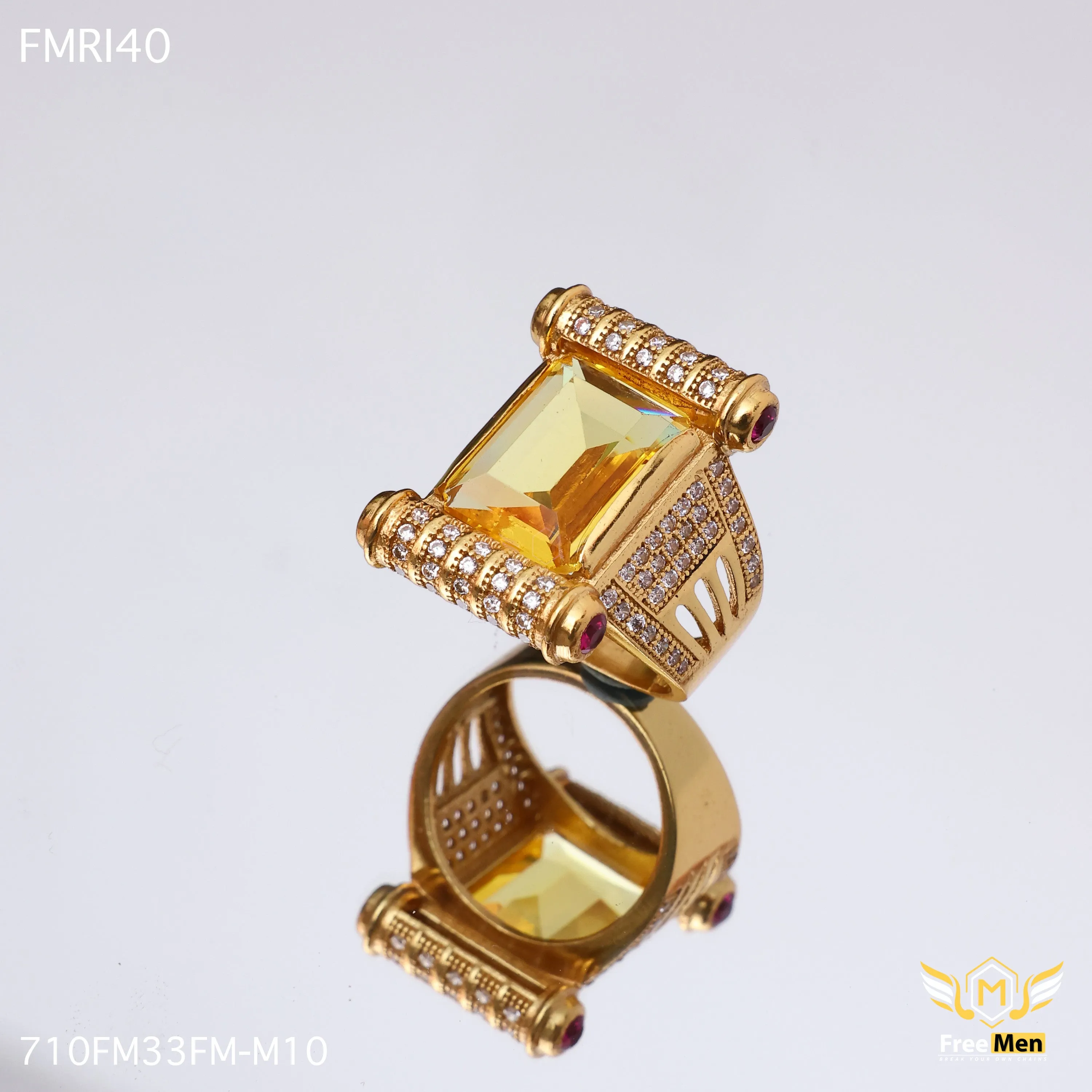 Freemen Damru yellow AD Design Golden Ring - FMRI40 Fresh Finish Classic Embellishment