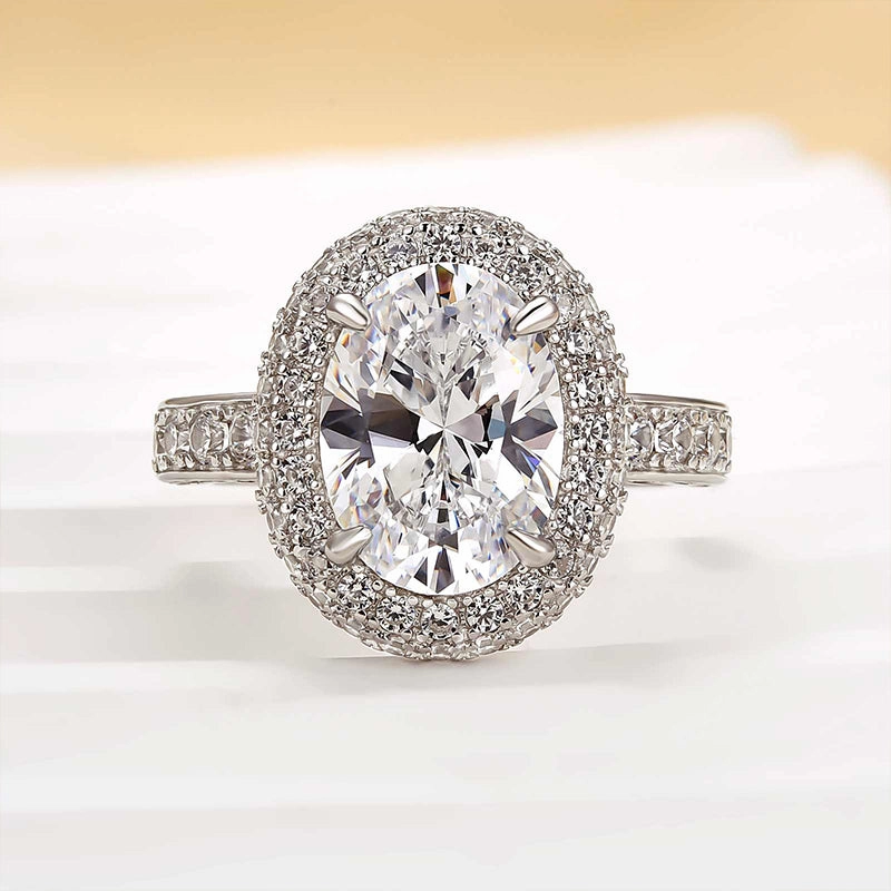 Evening Charm Louily Beautiful 3.0 Carat Double Halo Oval Cut White Gold Engagement Ring