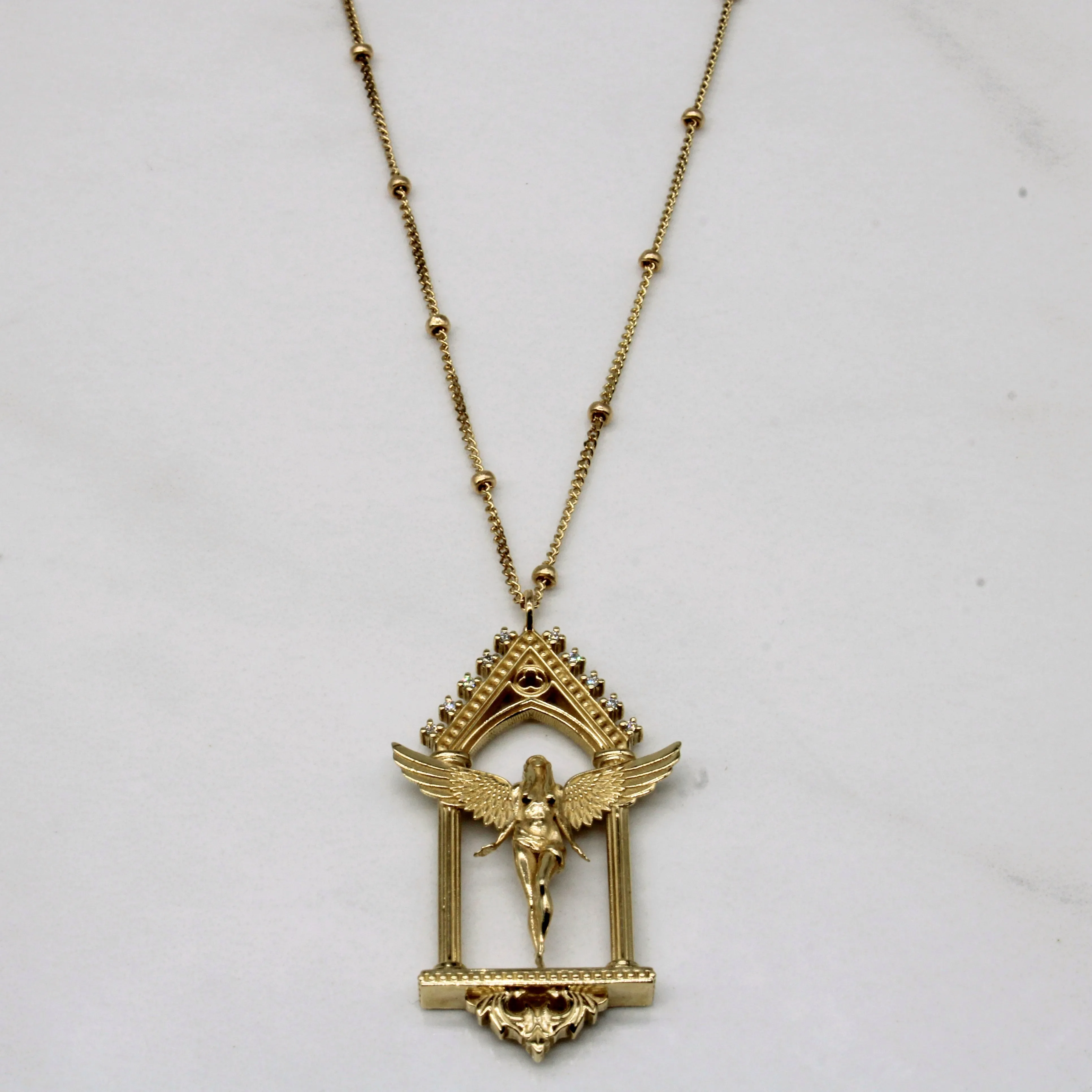 Diamond Angel Necklace | 0.05ctw | 20" | Everyday Gift Night Shine