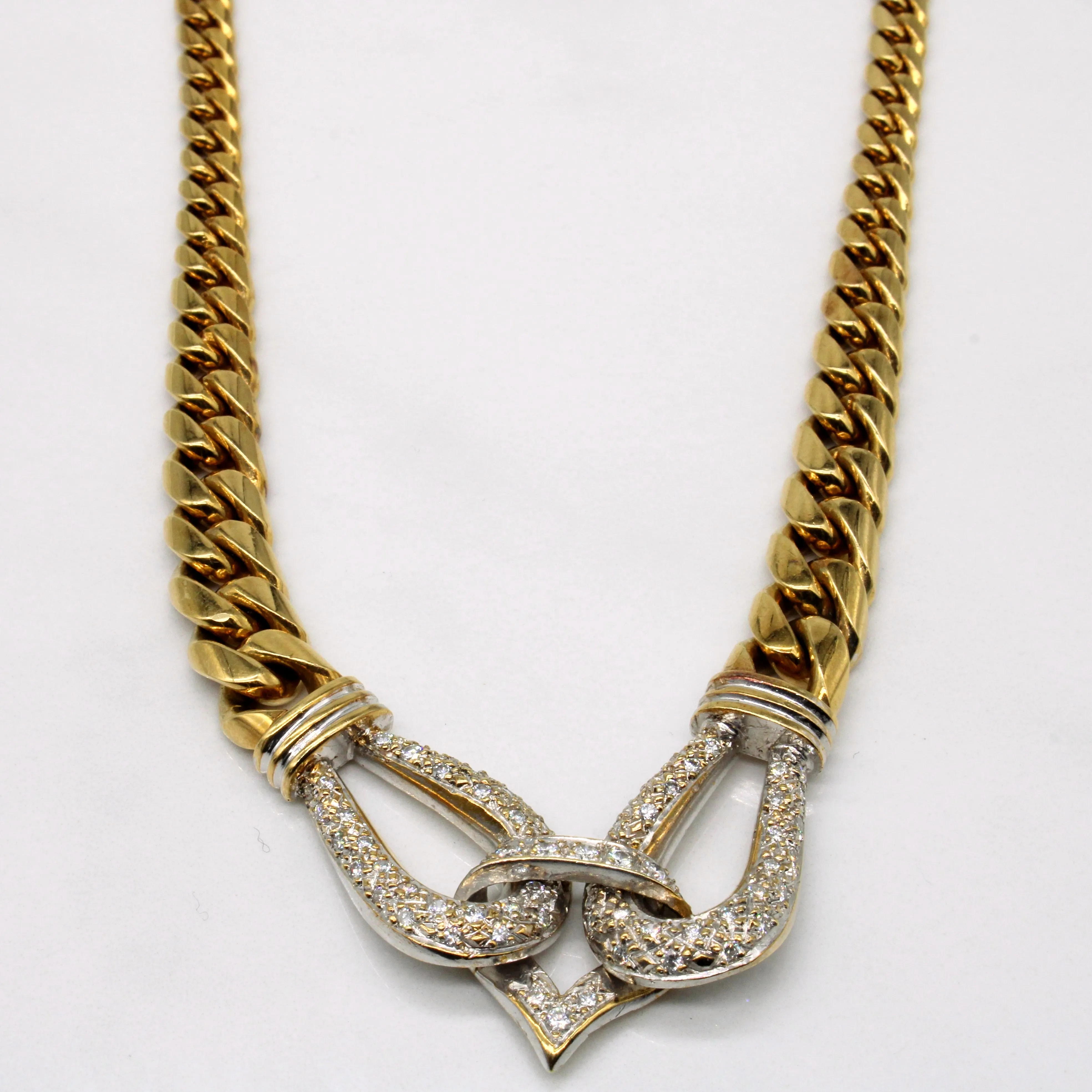 Pretty Pair Handcrafted Quality Diamond Buckle Necklace | 0.90ctw | 15" |