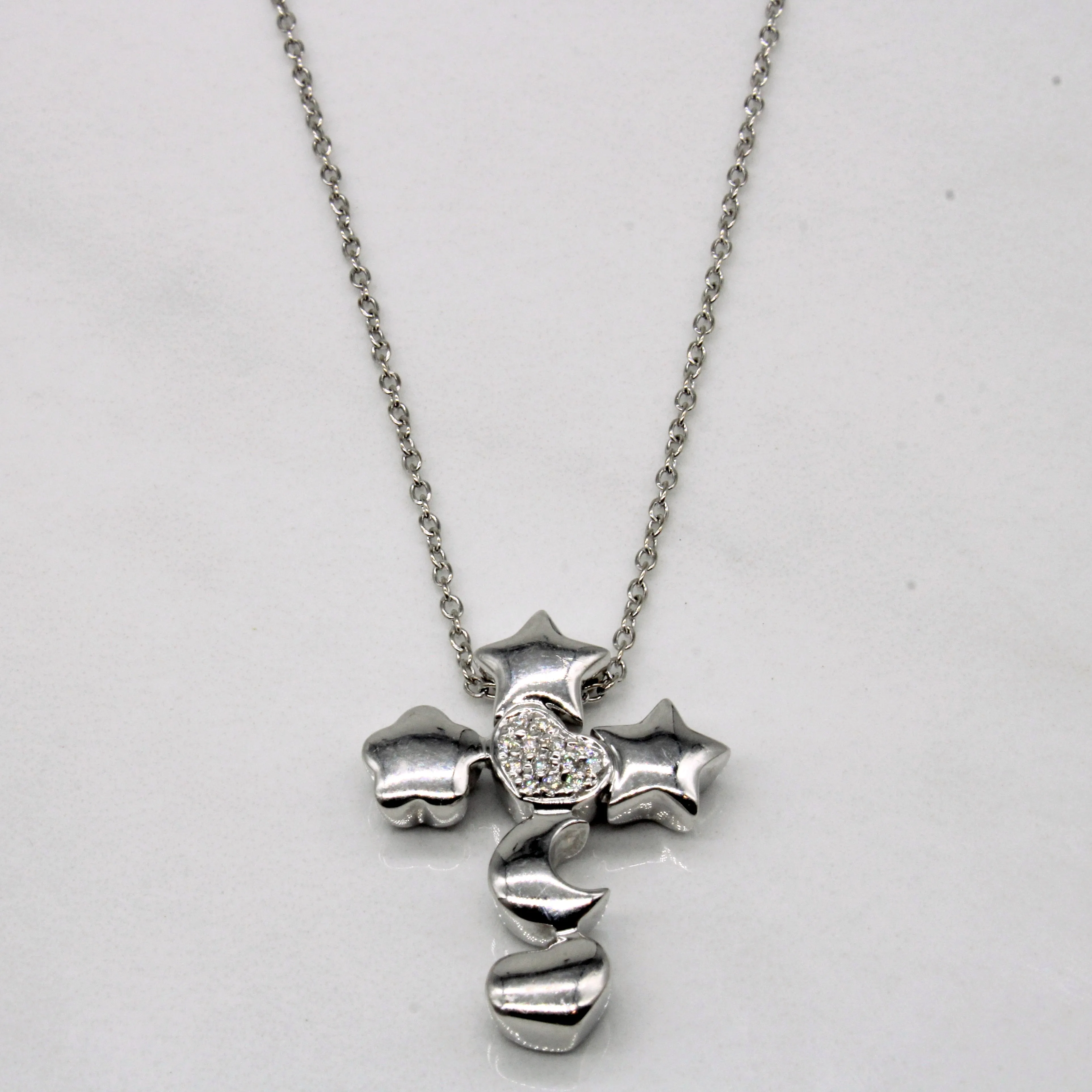 Diamond Cross Pendant Necklace | 0.07ctw | 16" | Seasonal Finish Art Deco Feel
