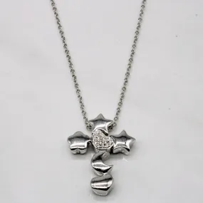 Diamond Cross Pendant Necklace | 0.07ctw | 16" | Seasonal Finish Art Deco Feel